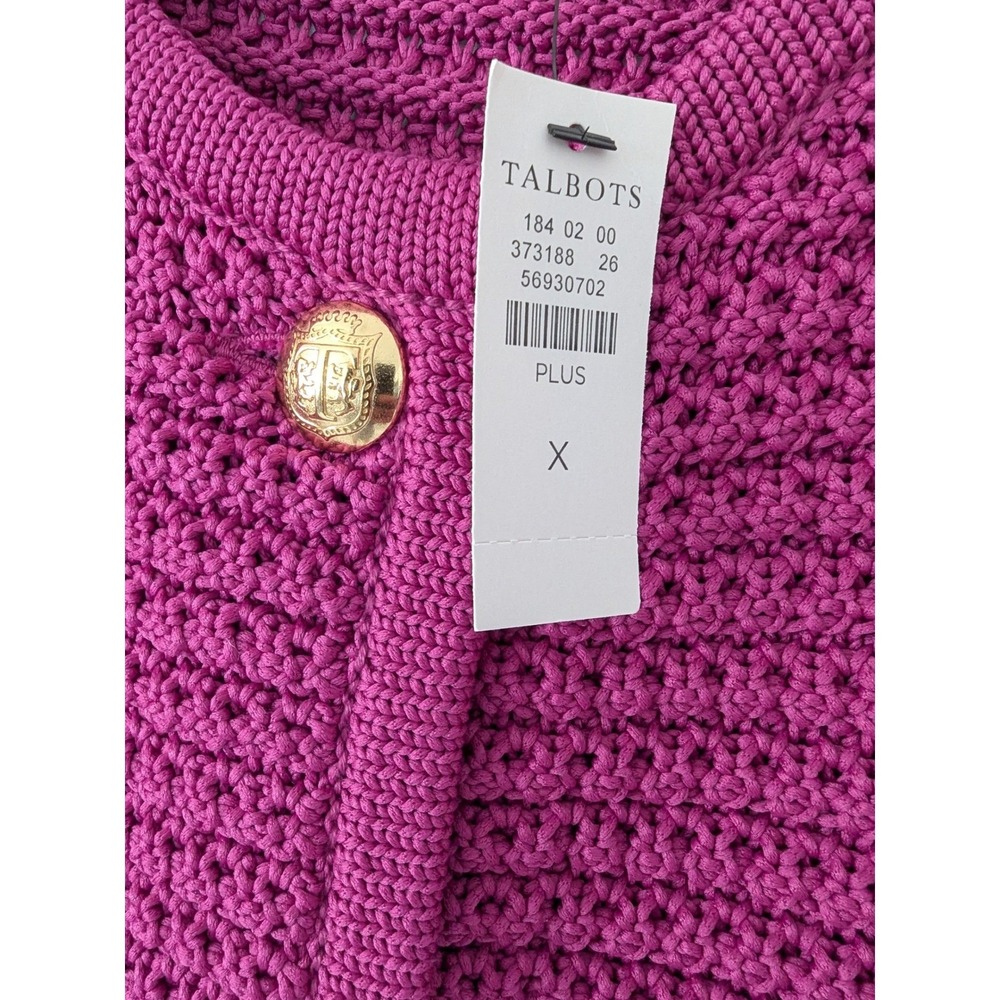 Talbots Plus Fuchsia Kate Cardigan Lady Jacket Gold Crest Buttons Size X New - Picture 3 of 8